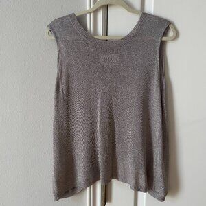 AIKO Sheer Silver Metallic Knit Tank Size M